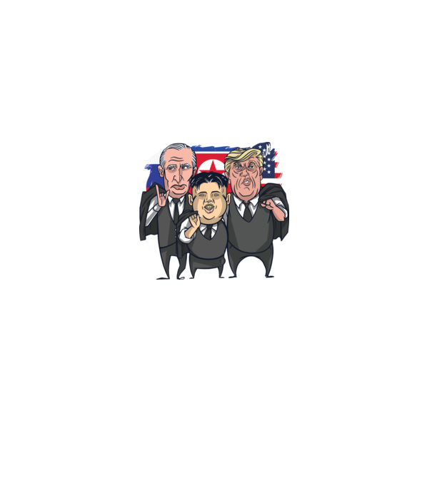 Trump, Putin, Kim - trei prieteni buni model alb pe tricou