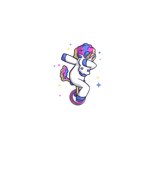 Unicorn pe monociclu model negru pe tricou
