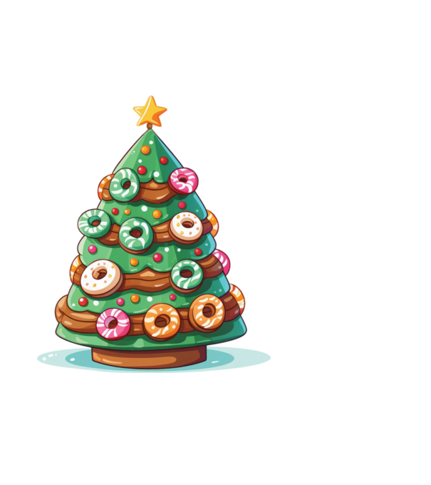 Doughnut pom de Crăciun model negru pe tricou
