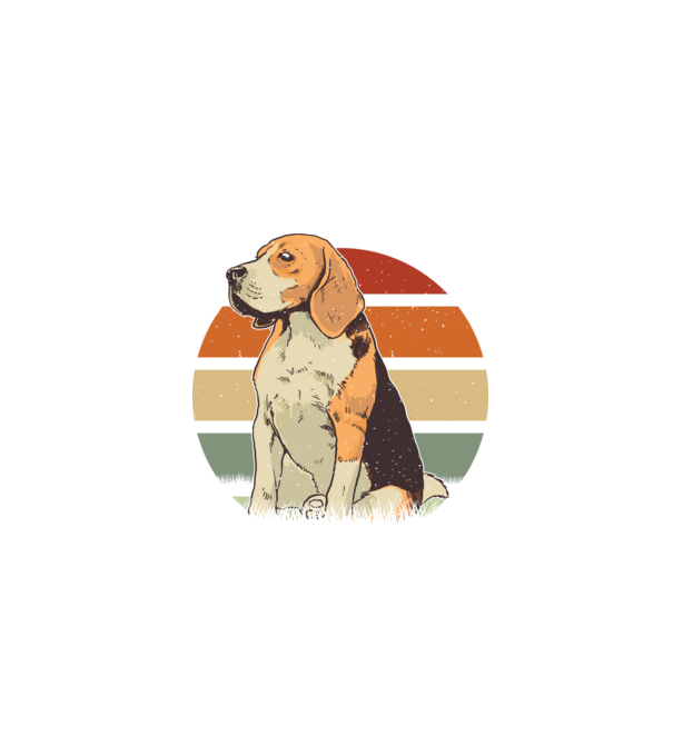 Beagle Retro Sunset model negru pe tricou