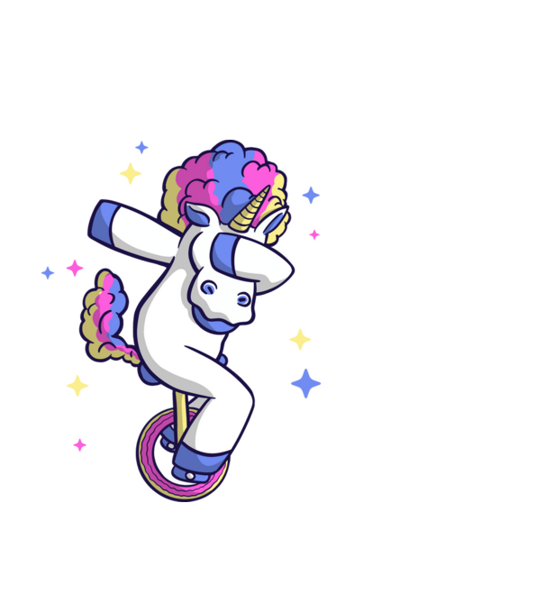 Unicorn pe monociclu model negru pe tricou