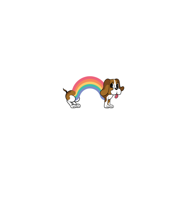 Beagle curcubeu model alb/roșu pe tricou