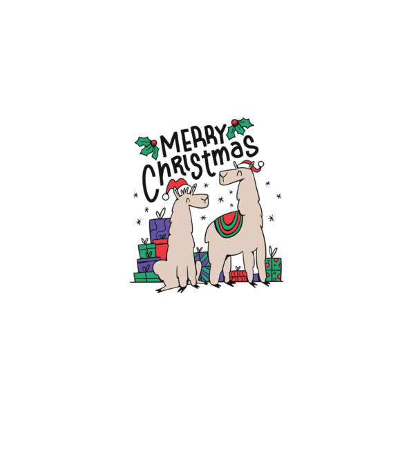 Alpaca de Crăciun model alb pe tricou
