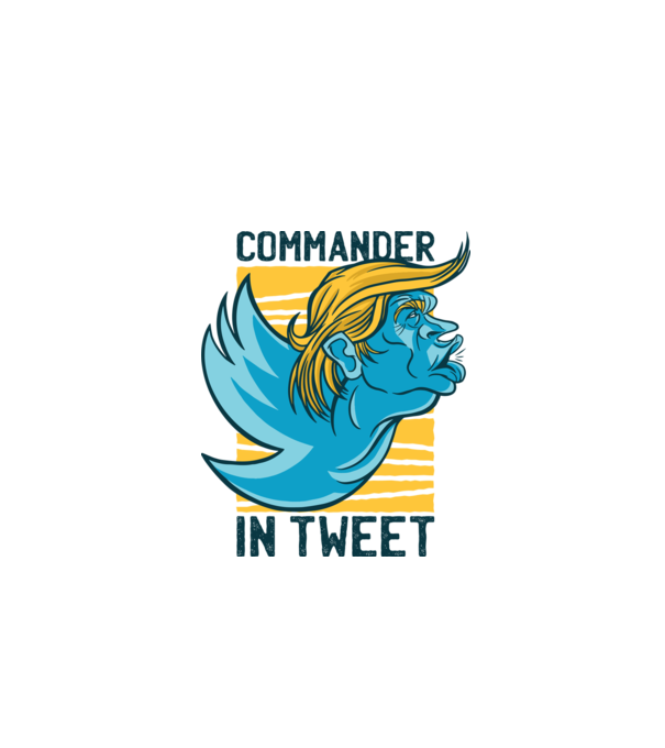 Commander in Tweet - Trump model alb pe tricou