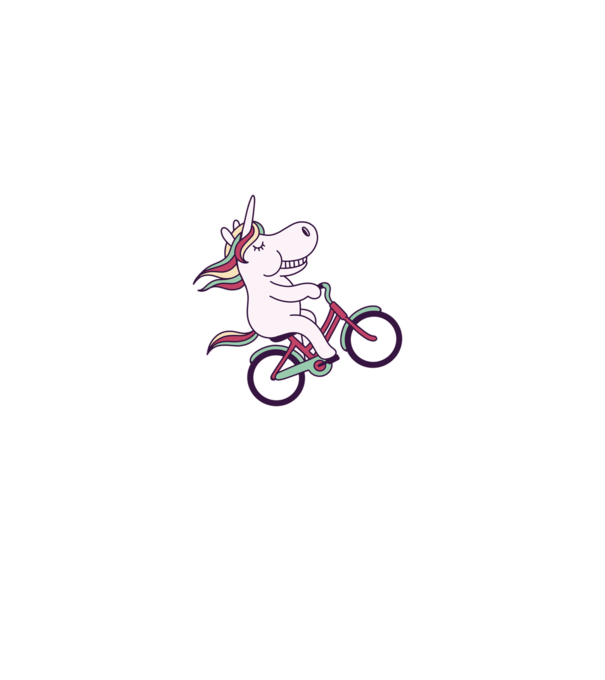 unicorn cu bicicletă model alb pe tricou