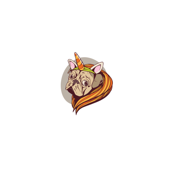 Halloween Mops în costum de Unicorn model alb pe tricou