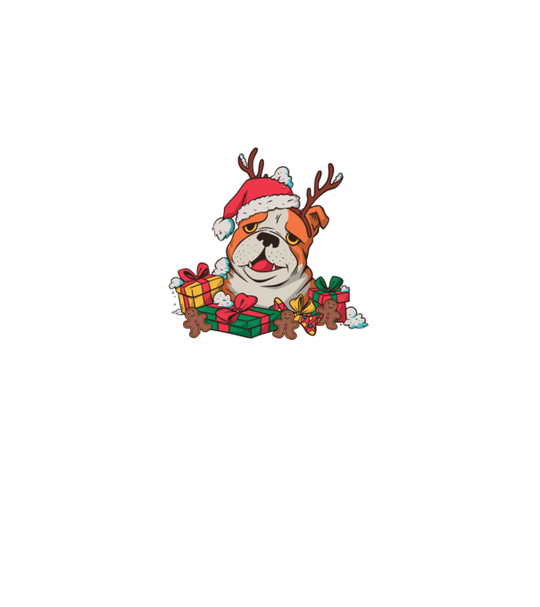Bulldog de Crăciun model albastru regal pe tricou