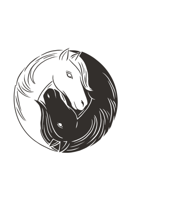Călăreț Yin Yang model alb pe tricou