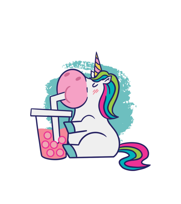 Unicorn Bubble Tea model alb pe tricou