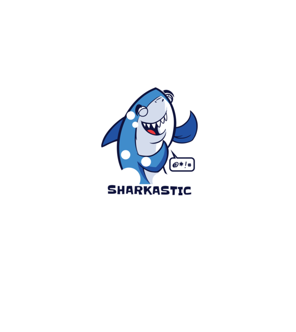 Sharkastic - Rechinul sarcastic model albastru jeanși pe tricou
