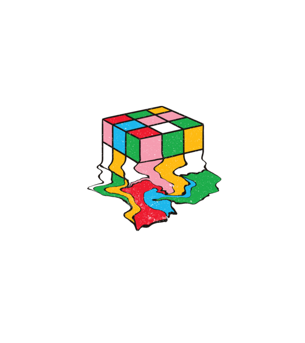 Cub Rubik topindu-se model negru pe tricou