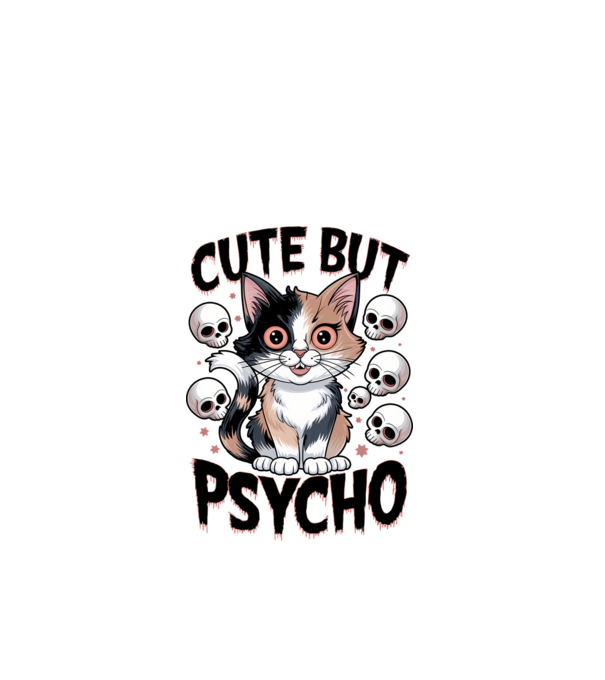 Cute, but Psycho pisică Alb model alb pe tricou