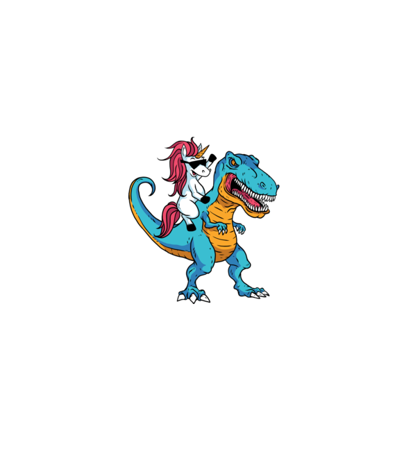 Unicorn cu dinozaur tricou amuzant model negru pe tricou