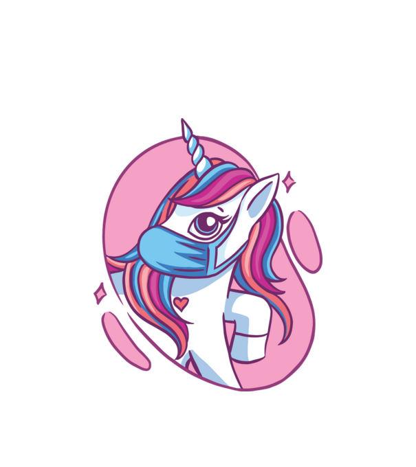 Unicorn drăguț cu mască model alb pe tricou