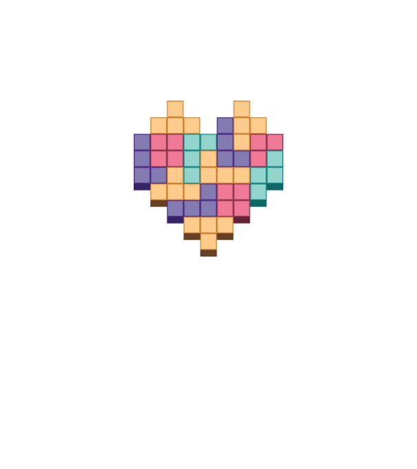 Inimă Tetris model alb pe tricou