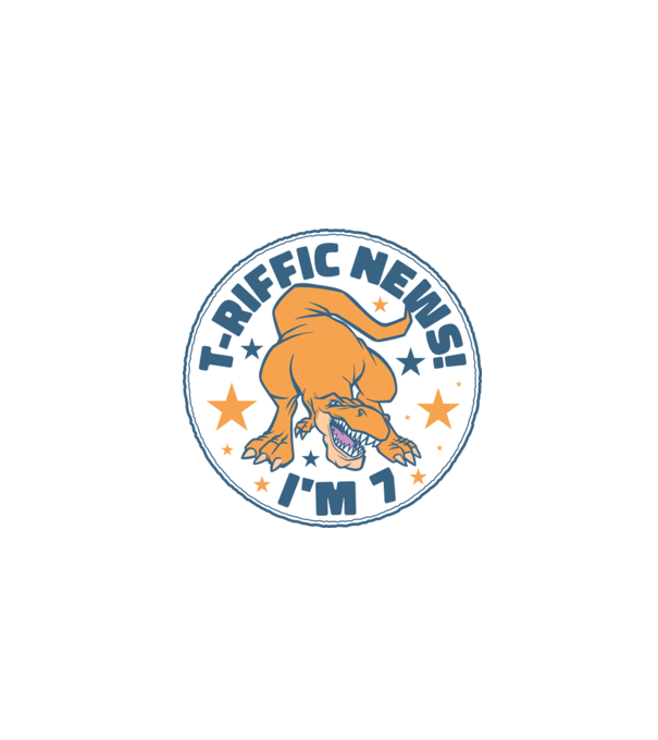 'T-rex Terrific news i''m 7' model turcoaz pe tricou
