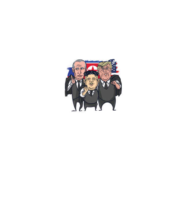 Trump, Putin, Kim - trei prieteni buni model alb pe tricou