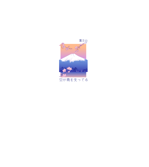 Anime Vaporwave munte model roz pe tricou