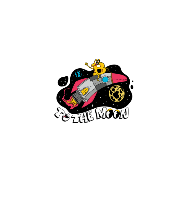 Bitcoin to the moon model albastru deschis pe tricou
