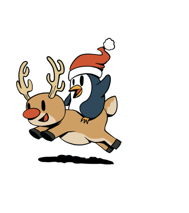 pinguin reindeer cristmas model albastru deschis pe tricou