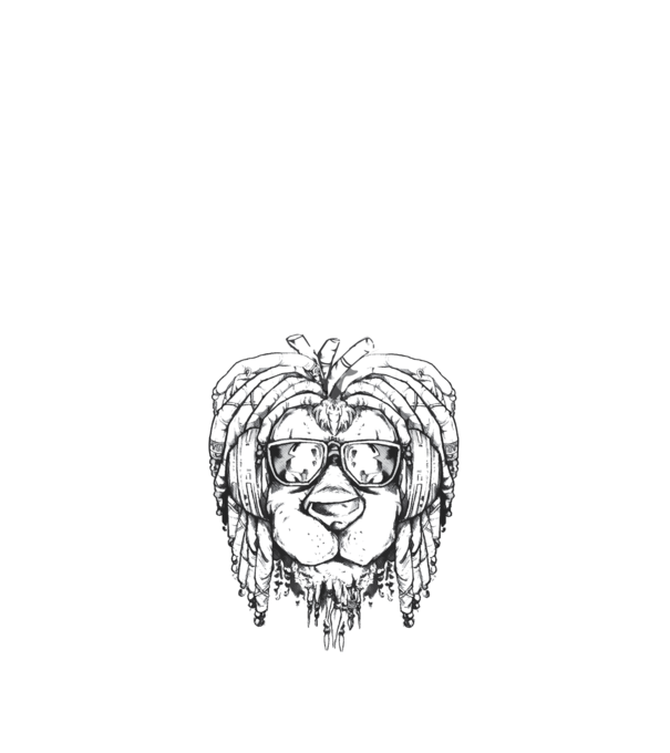 Leu Dreadlock model alb pe tricou