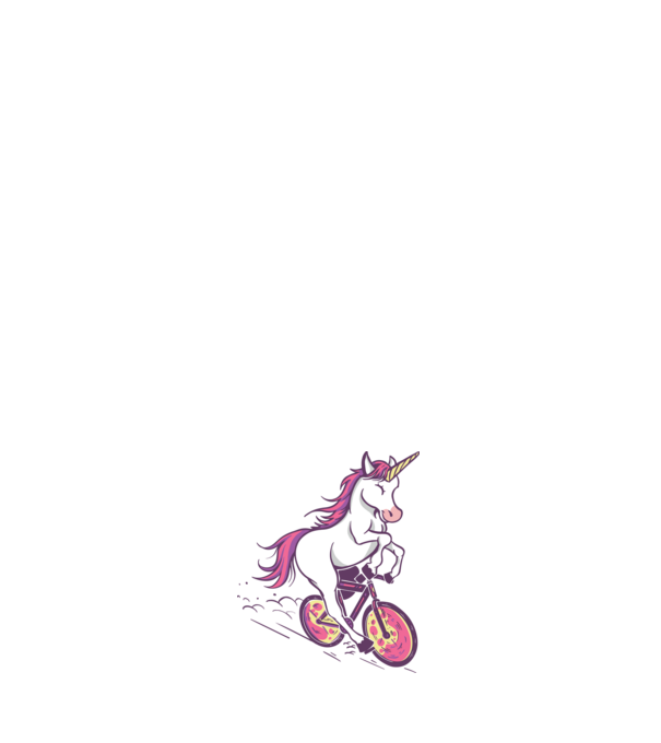 unicorn cu bicicletă model roz deschis pe tricou