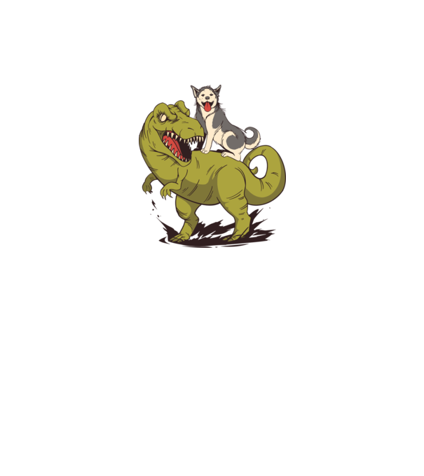 Dinozaur Husky model gri pe tricou