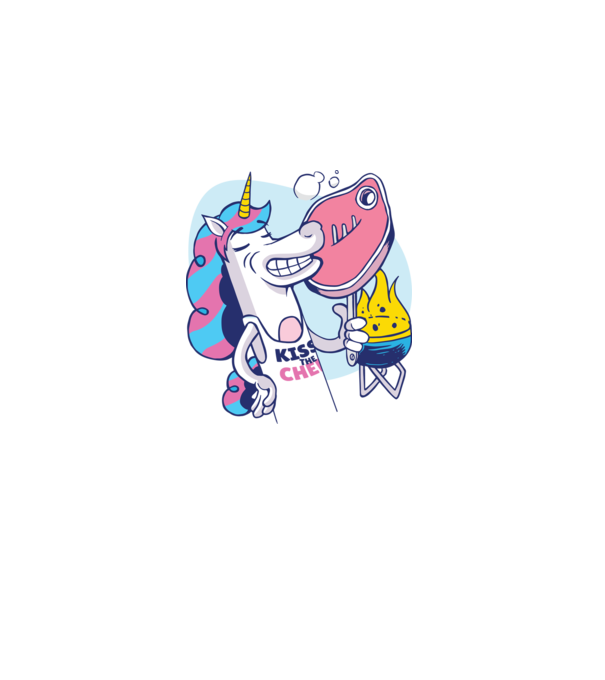 Unicorn Steak BBQ model alb pe tricou