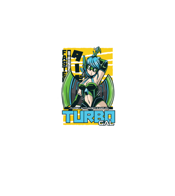 Turbo Gal Anime model alb pe tricou