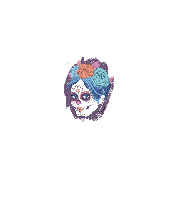 Dia de Los Muertos - Craniu cu flori model albastru închis pe tricou