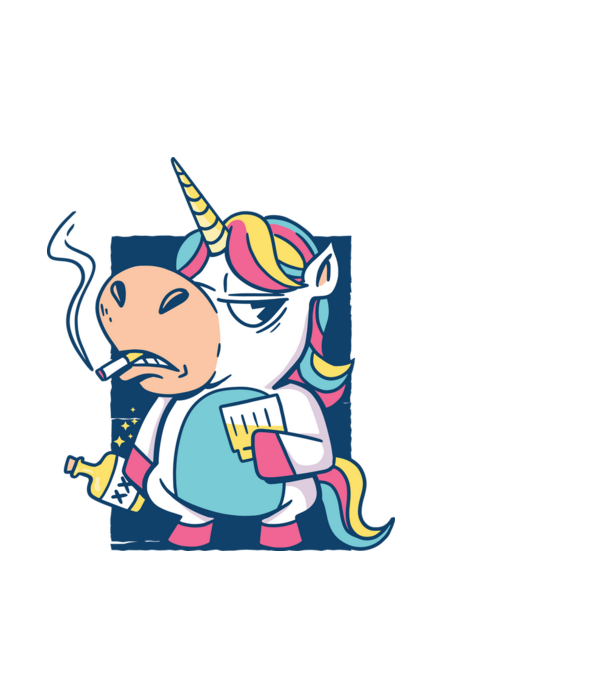 Unicorn rebel model albastru deschis pe tricou