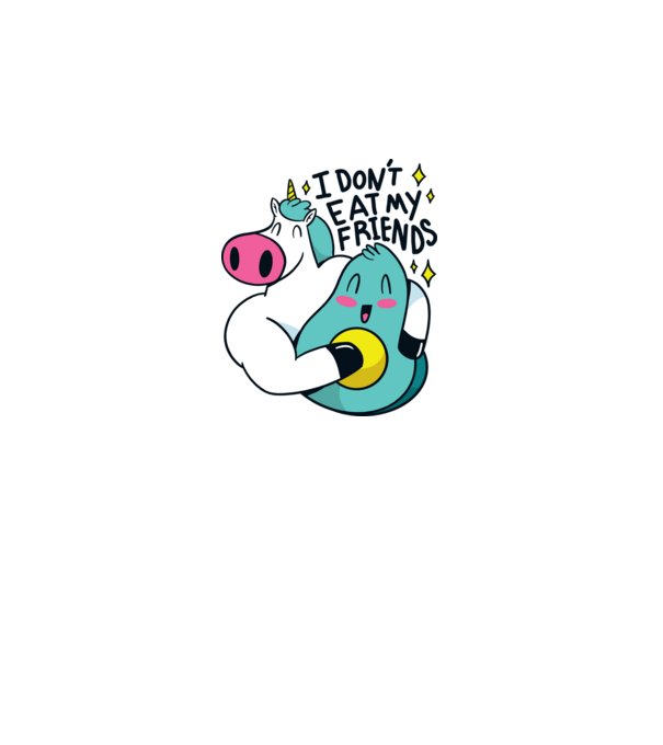 Unicorn Avocado Prietenie model negru pe tricou