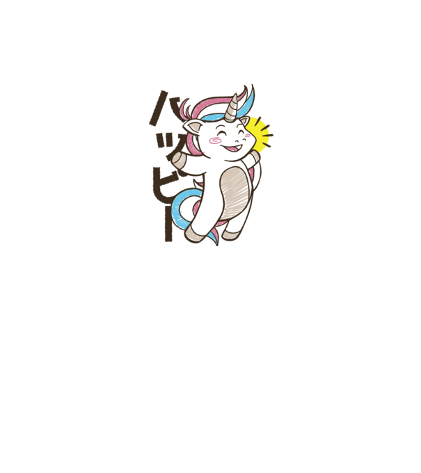 Kawaii unicorn model alb pe tricou