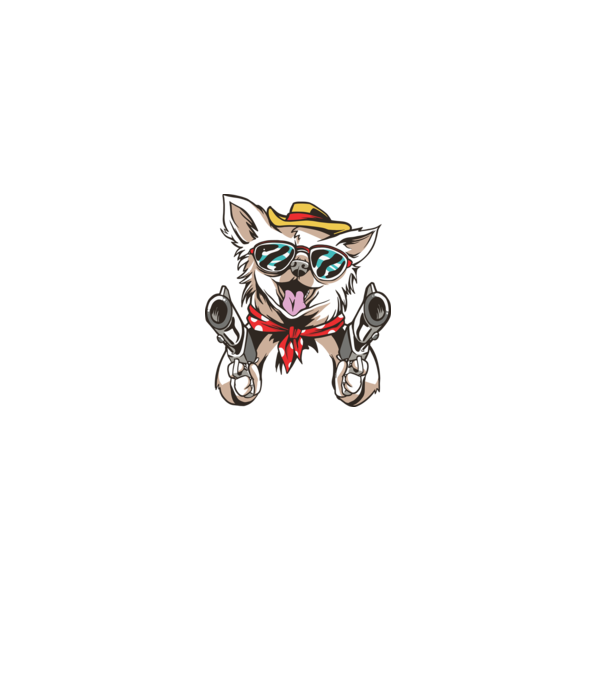 Chihuahua cu Pistol model alb pe tricou
