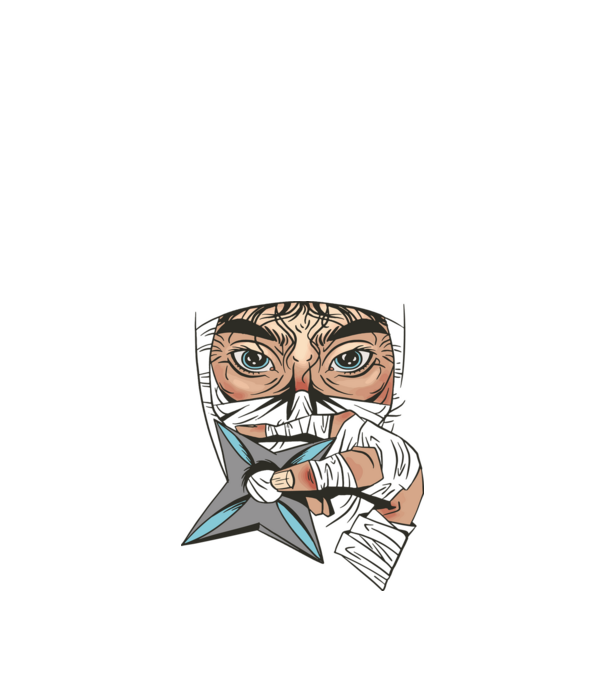 Cap de ninja model negru pe tricou