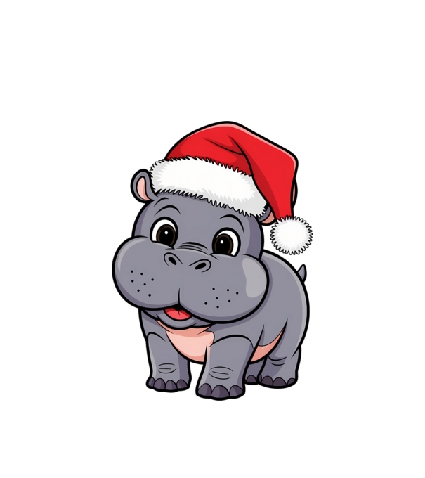 Crăciun Hippo model alb pe tricou