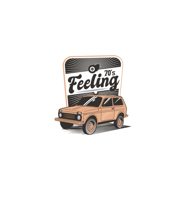 Mașină Retro anii 70 Lada Niva model albastru deschis pe tricou