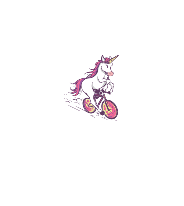 unicorn cu bicicletă model alb pe tricou