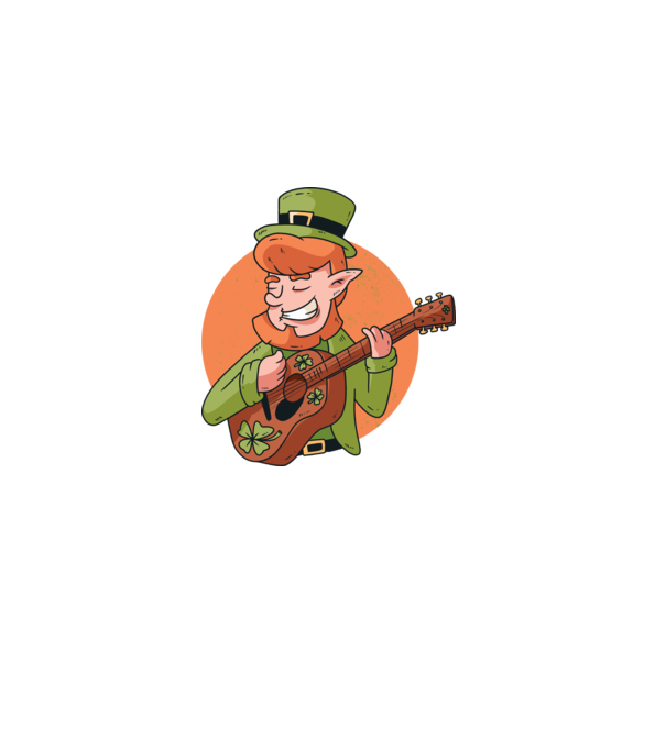Chitarist Leprechaun irlandez St Patrick model albastru închis pe tricou
