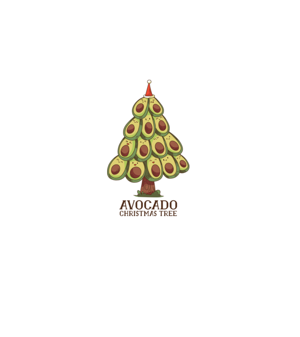 Pom de Crăciun Avocado model alb pe tricou
