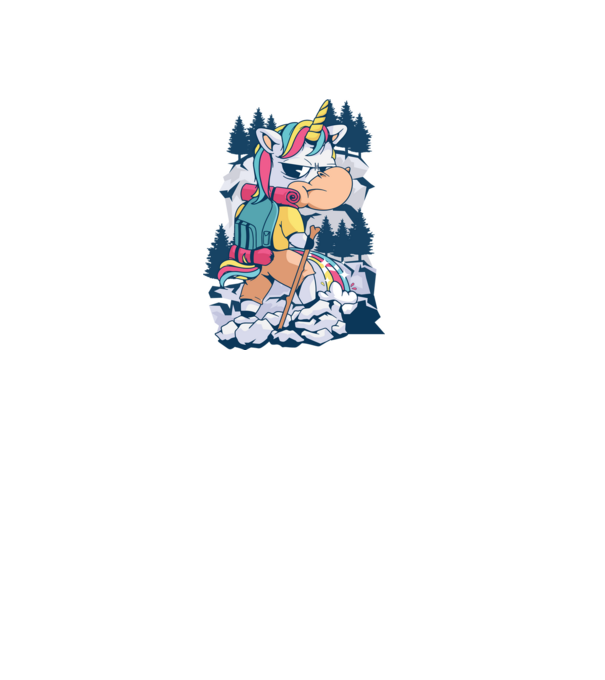 Unicorn excursionist pipi model alb pe tricou