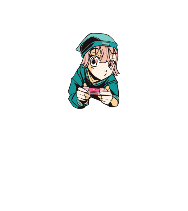 Anime fată Gamer model gri pe tricou