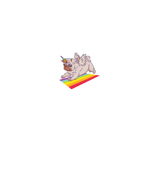 Mops unicorn model negru pe tricou