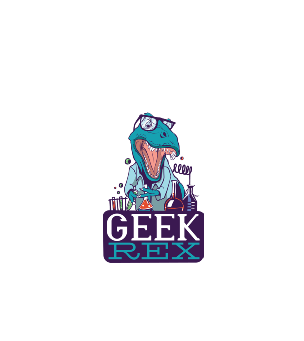 Geek Rex dinozaur tricou model negru pe tricou