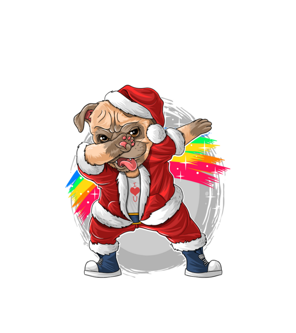 Santa Mops Moș Crăciun model alb pe tricou