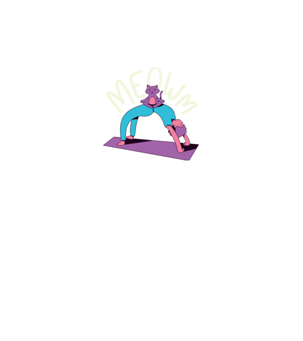 Meowm - Pisică Yoga model gri pe tricou