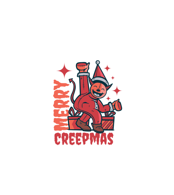 Merry Creepmas model alb pe tricou