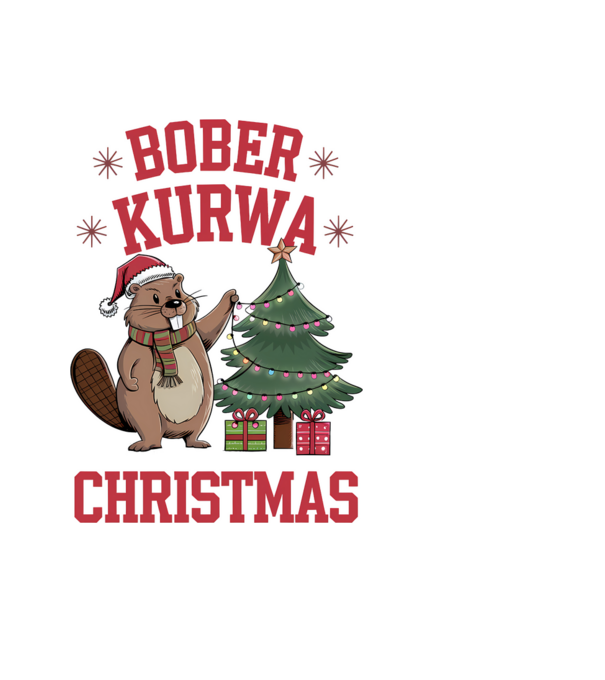 Bober Kurwa Christmas 3 model negru pe tricou