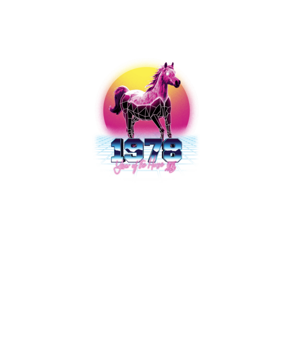 1978 Year of the Horse model negru pe tricou