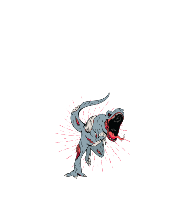 T-rex Zombie model alb pe tricou